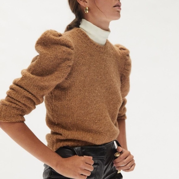 Derek Lam 10 Crosby Locken Puff Sleeve Sweater in Camel, Sz S - Picture 8 of 8